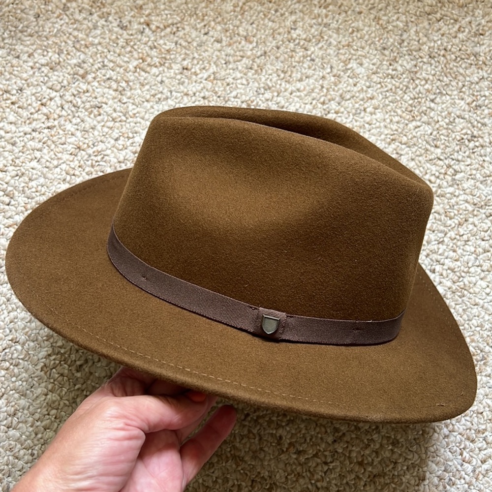 Unisex Brixton Messer Packable Fedora, size large, color coffee, only worn once - Picture 9 of 10